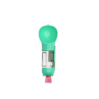 Botella 3 en 1 para perros en color verde, versión compacta