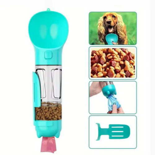 300/500ml Pet Water Food Dispenser with Trash Bag Box and Shovel Leak Proof Pet Dog Water Bottle 3 in 1 Dog Food Feeder