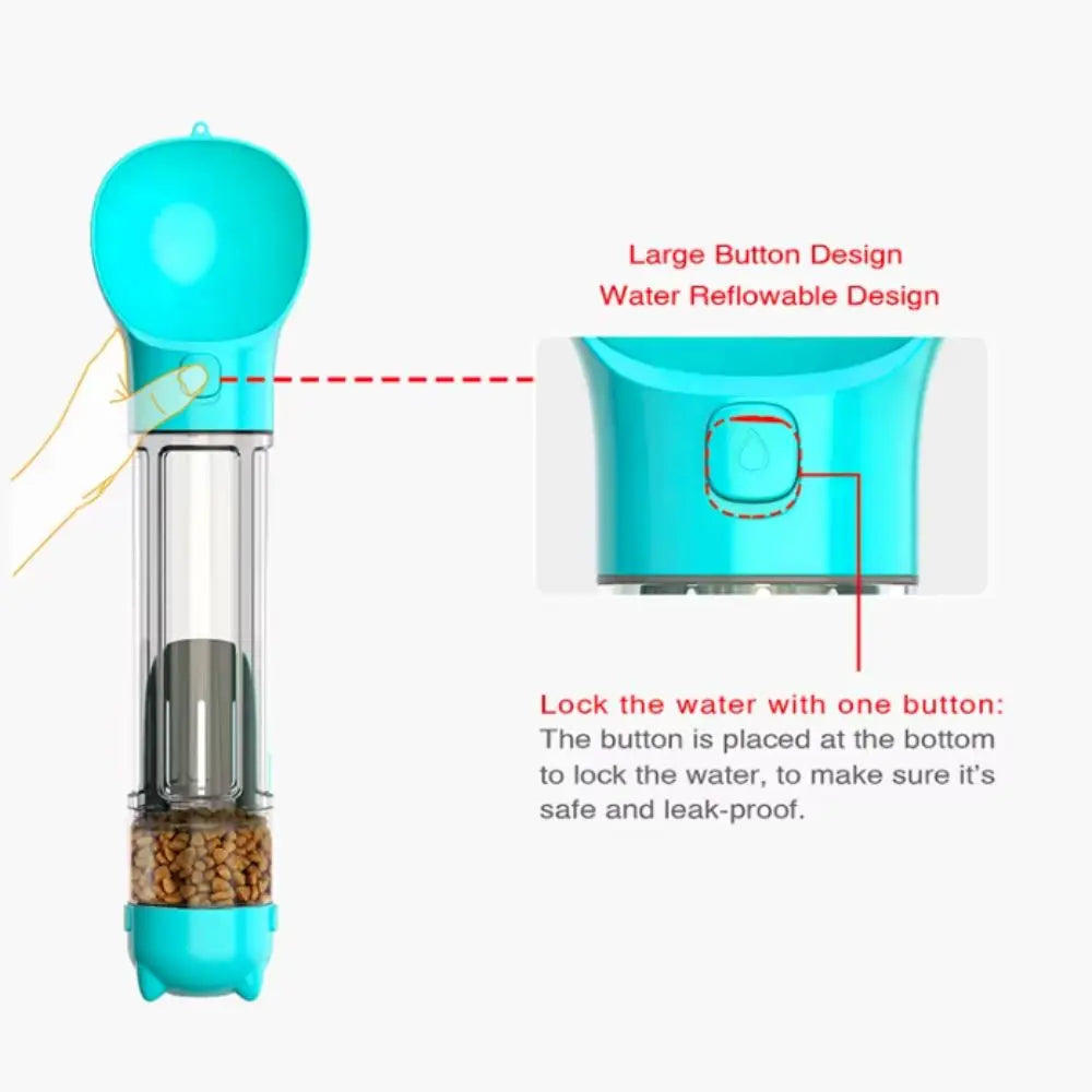 300/500ml Pet Water Food Dispenser with Trash Bag Box and Shovel Leak Proof Pet Dog Water Bottle 3 in 1 Dog Food Feeder
