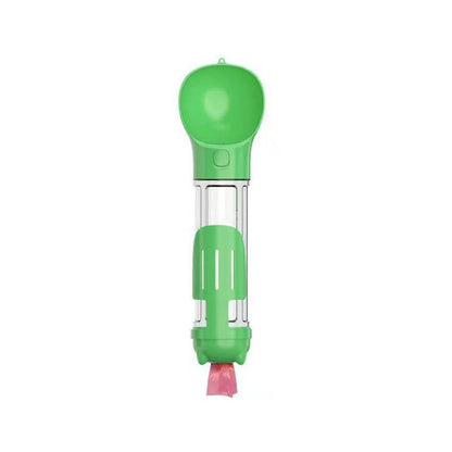 Botella 3 en 1 para perros en color verde, vista frontal